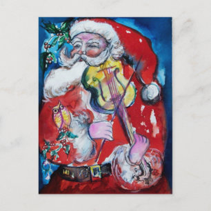CARTES POUR FÊTES ANNUELLES SANTA CLAUS AVEC VIOLIN