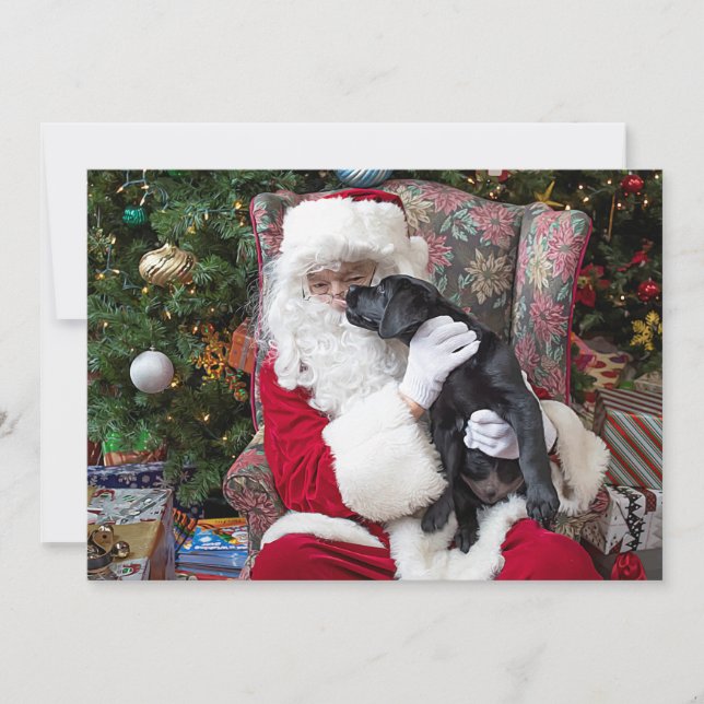 Cartes Pour Fêtes Annuelles Santa Claus Black Lab Dog Christmas Cute Puppy (Devant)
