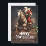 Cartes Pour Fêtes Annuelles Santa Claus Cowboy Art<br><div class="desc">santa claus chevaux colorés,  cowboys animal man wild,  texas cheval rodéo western,  vacances casquette cowboy merry,  tableau d'art de noël,  santa claus</div>