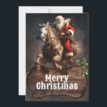 Cartes Pour Fêtes Annuelles Santa Claus Cowboy Art<br><div class="desc">santa claus chevaux colorés,  cowboys animal man wild,  texas cheval rodéo western,  vacances casquette cowboy merry,  tableau d'art de noël,  santa claus</div>