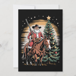 Cartes Pour Fêtes Annuelles Santa Claus Cowboy Vintage Christmas Tree Western