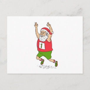 Cartes Pour Fêtes Annuelles Santa Claus Father Christmas Running Marathon Cart