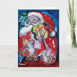 Cartes Pour Fêtes Annuelles SANTA CLAUS JOUER VIOLIN voeux de Noël