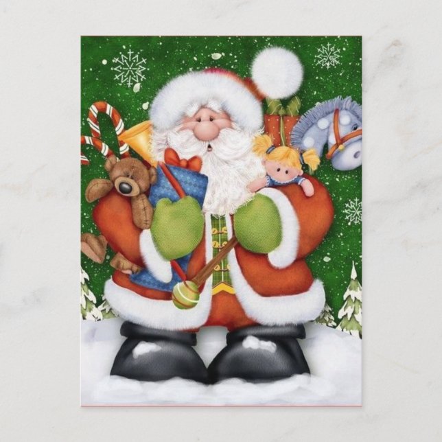 Cartes Pour Fêtes Annuelles Santa Claus mignon Avec Jouets De Noël (Devant)