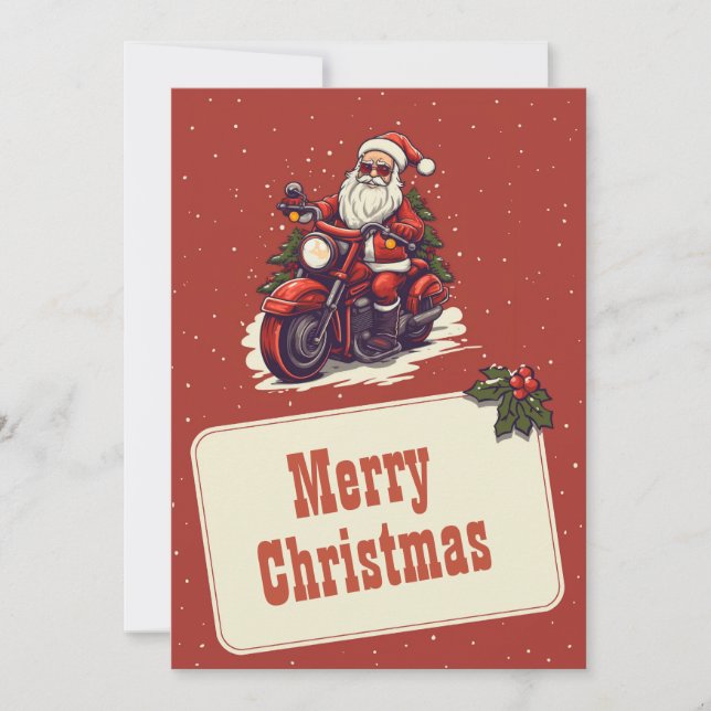 Cartes Pour Fêtes Annuelles Santa Claus Monte Le Carton Du Vélo (Devant)