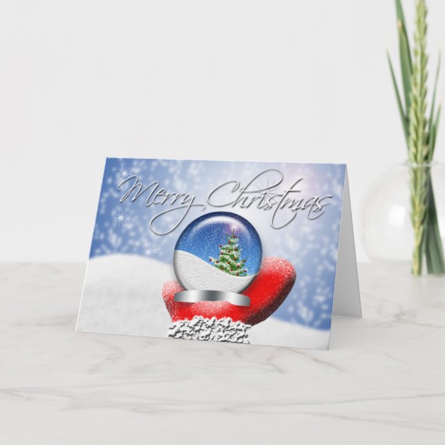 Cartes Pour Fêtes Annuelles Santa Claus Noël Globe neige Vacances Blank Ho (Devant)