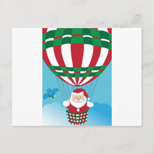 Cartes Pour Fêtes Annuelles Santa Claus on hot air balloon