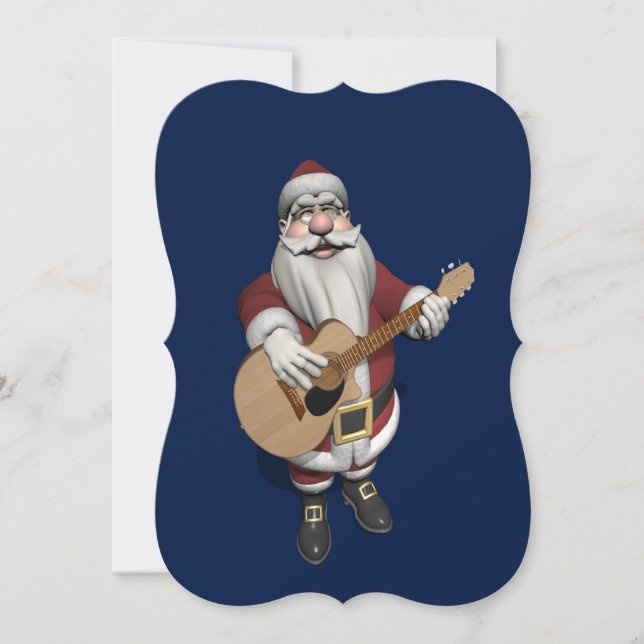 Cartes Pour Fêtes Annuelles Santa Claus Playing Christmas Songs On His Guitar (Devant)