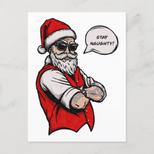 Cartes Pour Fêtes Annuelles Santa Claus Restez coquin Noël drôle