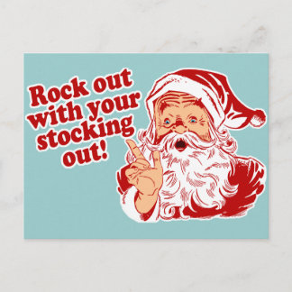 Cartes Pour Fêtes Annuelles Santa Claus Rock Out