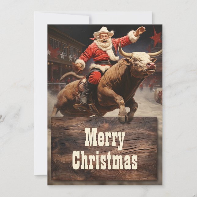 Cartes Pour Fêtes Annuelles Santa Claus Rodeo (Devant)