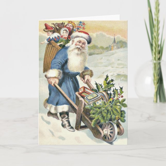 Cartes Pour Fêtes Annuelles Santa Claus Roue Jouets À feuillage persistant Bon (Devant)