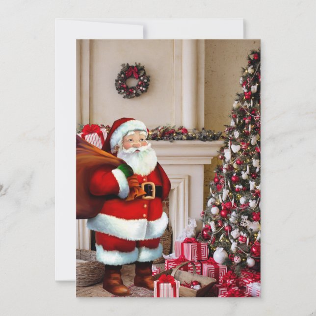 Cartes Pour Fêtes Annuelles Santa Claus sapin de Noël Personnaliser la signatu (Devant)