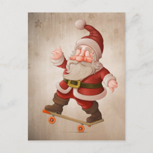 Cartes Pour Fêtes Annuelles Santa Claus sur skateboard