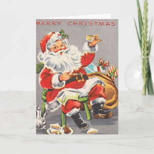 Cartes Pour Fêtes Annuelles Santa Claus vintage 1950