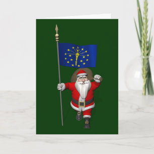 Cartes Pour Fêtes Annuelles Santa Claus With Ensign Of Indiana