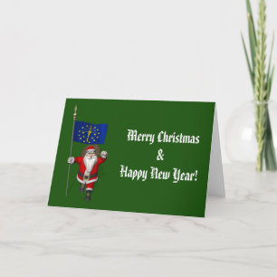 Cartes Pour Fêtes Annuelles Santa Claus With Ensign Of Indiana