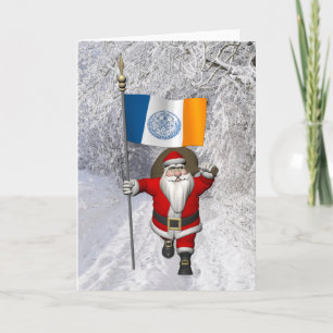 Cartes Pour Fêtes Annuelles Santa Claus With Ensign Of New York