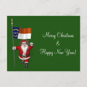 Cartes Pour Fêtes Annuelles Santa Claus With Ensign Of North Carolina