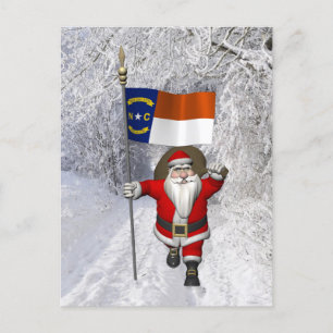 Cartes Pour Fêtes Annuelles Santa Claus With Ensign Of North Carolina