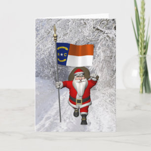 Cartes Pour Fêtes Annuelles Santa Claus With Ensign Of North Carolina