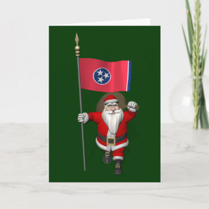 Cartes Pour Fêtes Annuelles Santa Claus with Ensign of Tennessee