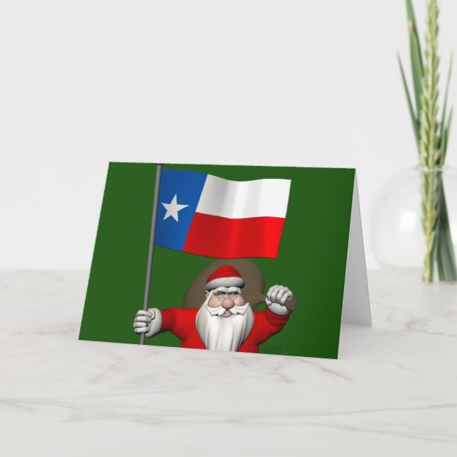 Cartes Pour Fêtes Annuelles Santa Claus with Ensign Of Texas (Devant)