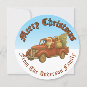 Cartes Pour Fêtes Annuelles Santa Clause Conduite Camion Vintage Noël