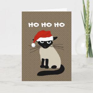 Cartes Pour Fêtes Annuelles Santa Clause de Siamese - Funny Kitty Chat Noël