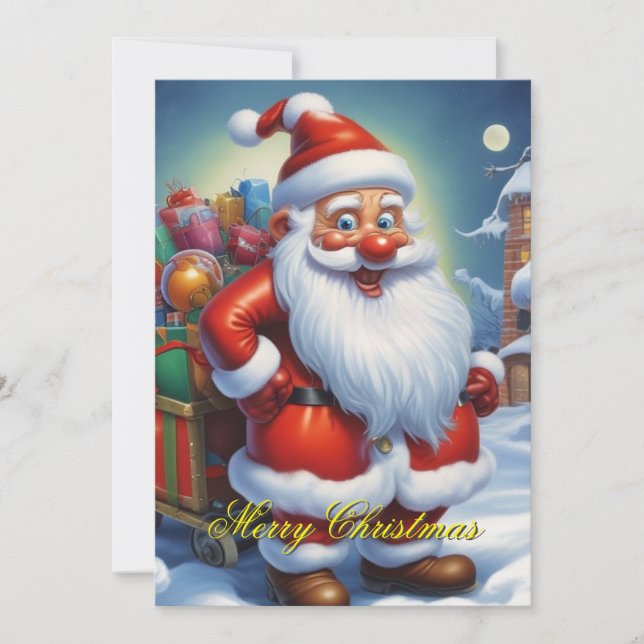 Cartes Pour Fêtes Annuelles Santa Clause Joyeux Noël Bonne année (Devant)