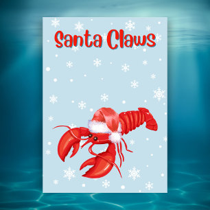 Cartes Pour Fêtes Annuelles Santa Claws Pun Drôle Homard Crustacancœur