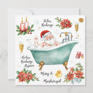 Cartes Pour Fêtes Annuelles Santa dans le spa de la salle de bain thème de Noë