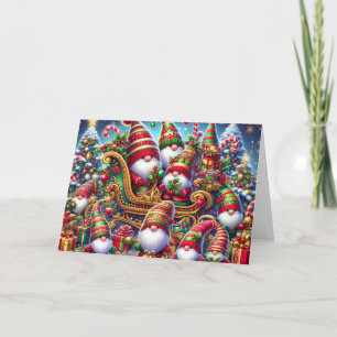 Cartes Pour Fêtes Annuelles Santa et elfes gnomes Noël