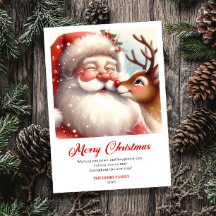 Cartes Pour Fêtes Annuelles Santa et Rudolph lumineux, Joyeux Noël