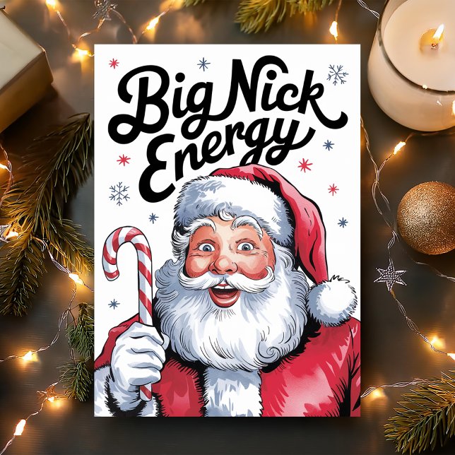 Cartes Pour Fêtes Annuelles Santa grosse énergie Nick Noël drôle (Créateur téléchargé)