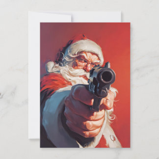 Cartes Pour Fêtes Annuelles Santa has a Gun Christmas Cards
