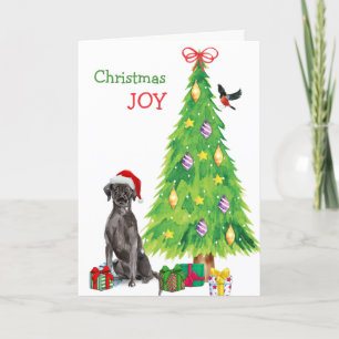 Cartes Pour Fêtes Annuelles Santa Hat Black Lab Retriever et Holiday Tree