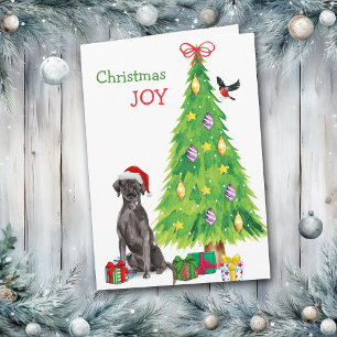Cartes Pour Fêtes Annuelles Santa Hat Black Lab Retriever et Holiday Tree