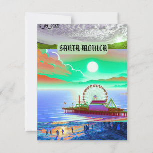Cartes Pour Fêtes Annuelles santa monica monica californie voyage vintage cl