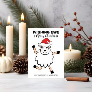 Cartes Pour Fêtes Annuelles Santa mouton drôle Souhaitant brebis Joyeux Noël