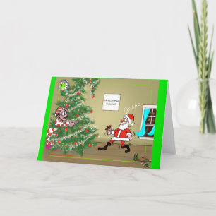 Cartes Pour Fêtes Annuelles Santa,Noël,humour,drôle,elfe,arbre,hohoho Holida