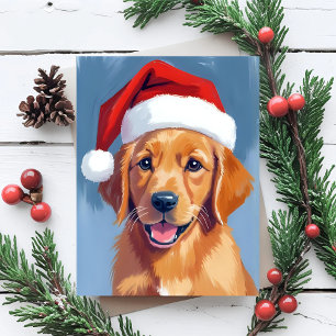 Cartes Pour Fêtes Annuelles Santa Paws   Chiot Golden Retriever Noël