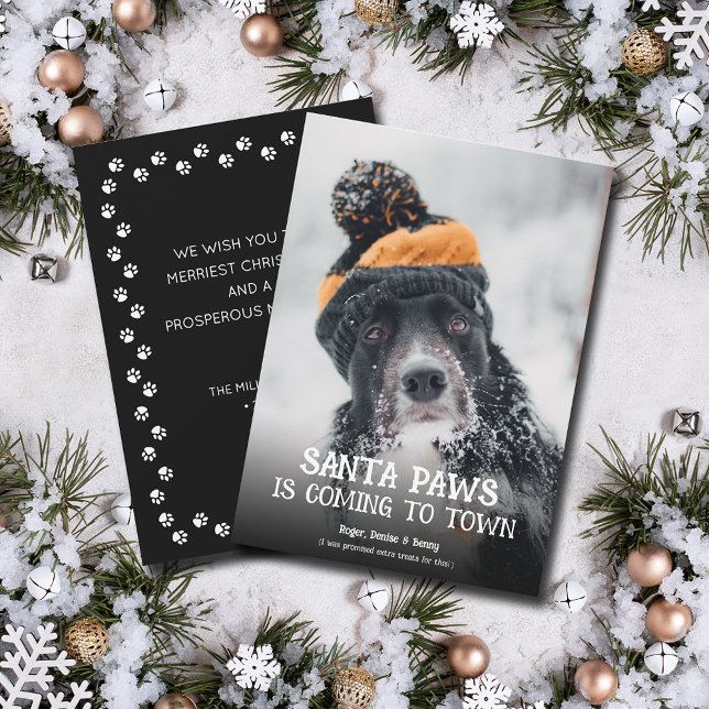 Cartes Pour Fêtes Annuelles Santa Paws Dog Photo Christmas (Santa Paws dog photo Christmas holiday cards, PRINTED and/or INSTANT DOWNLOAD)