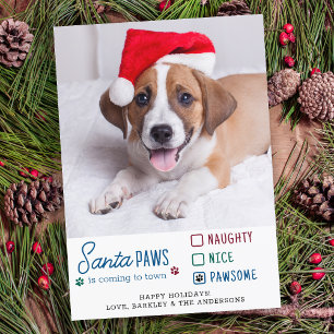 Cartes Pour Fêtes Annuelles Santa Paws Méchant Jolies Pattes Incroyable Photo