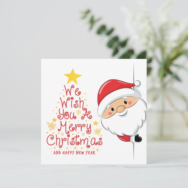 Cartes Pour Fêtes Annuelles Santa Peek Holiday Card  (Debout devant)