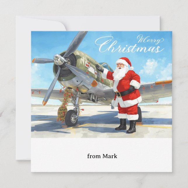 Cartes Pour Fêtes Annuelles Santa Pilot  Christmas Flight for Aviation Staff (Devant)