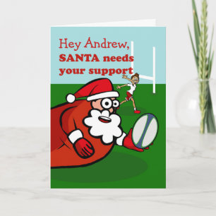 Cartes Pour Fêtes Annuelles Santa Plays Rugby for Christmas Joy and Happiness