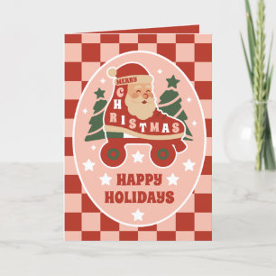 Cartes Pour Fêtes Annuelles Santa Skates Patin à roulettes de Noël rétro