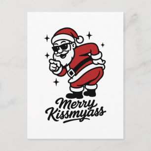 Cartes Pour Fêtes Annuelles Santa vintage drôle Merry Kissmyass Christmas
