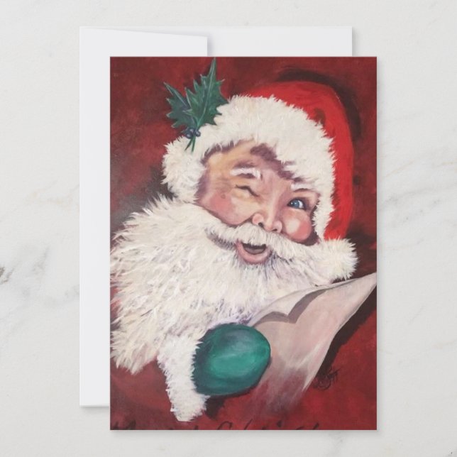 Cartes Pour Fêtes Annuelles Santa Winking (Devant)